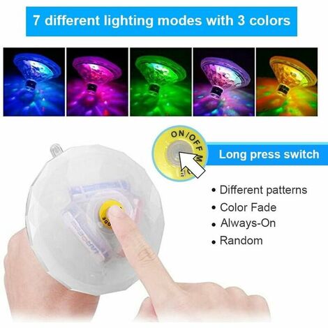 Lumières de piscine étanches, lumières de bain pour bébé pour la baignoire  (7 modes d'éclairage), jouets de bain à LED colorées pour piscine, étang,  bain à remous ou décorations de fête 