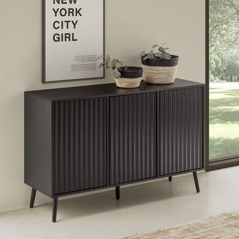 Sideboard Lluvia 3 Türen, Schwarz