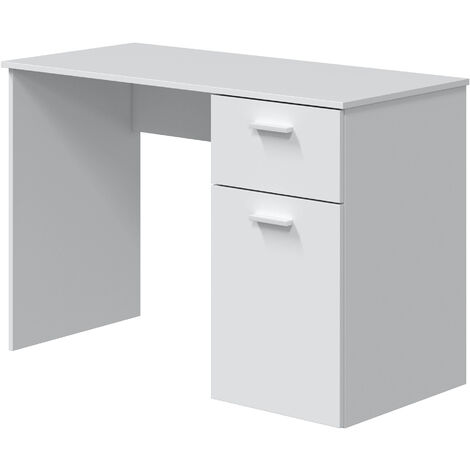 HOME DECO FACTORY Schreibtisch „Job“, Weiß, 120x74x74 Cm – Mit Integriertem Regal, Metallgestell