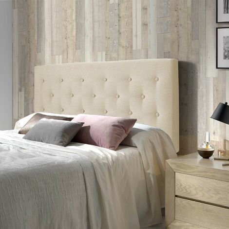 Gepolstertes Kopfteil Oslo 160x100 cm, Capitone In Toasted Beige Stoff. Dicke von 8 Cm