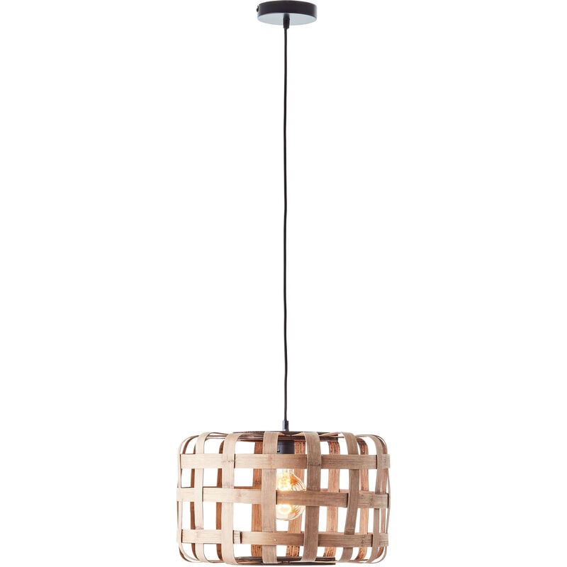 braun 1flg Woodline Pendelleuchte A60, Glas/Metall Brilliant Lampe W E27, bambus 60 42cm 1x