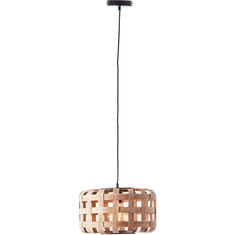 Brilliant Lampe Woodline Pendelleuchte 1flg bambus 36cm Metall/Textil braun  1x A60, E27, 60 W