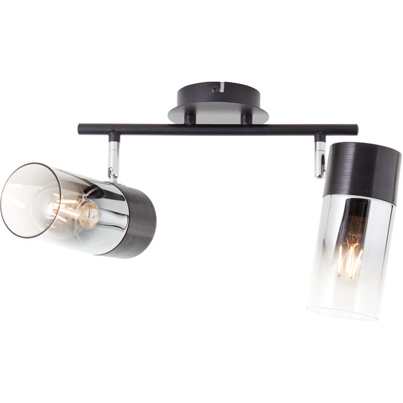 schwarz/rauchglas 2x A60, Holz/Metall Alia E27, Spotbalken 40 Brilliant schwarz W Lampe 2-flammig