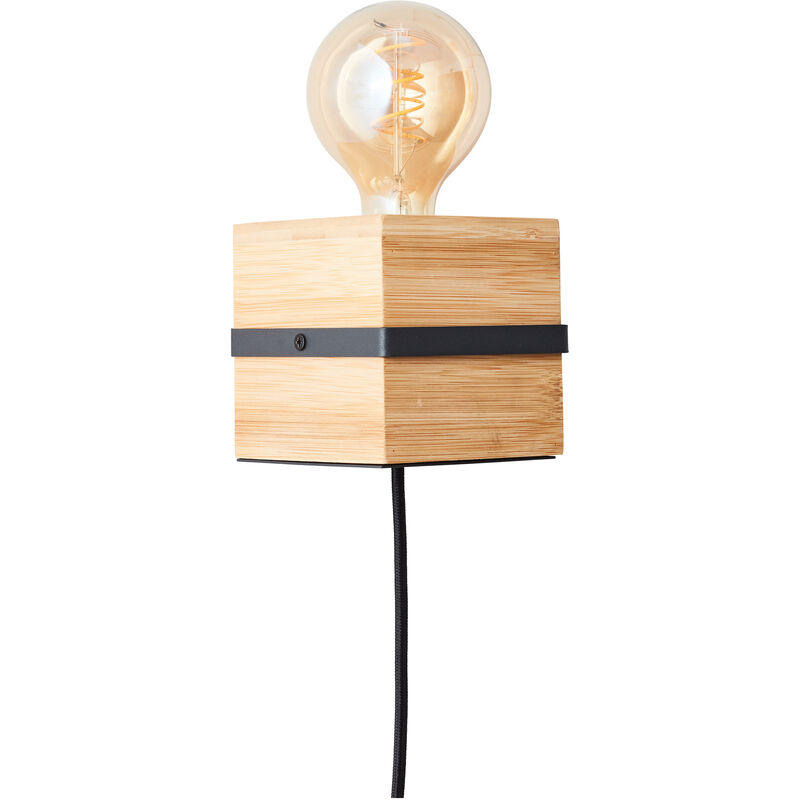 Brilliant Lampe Benny Wandleuchte schwarz matt/natur Aluminium braun 1x A60,  E27, 40 W