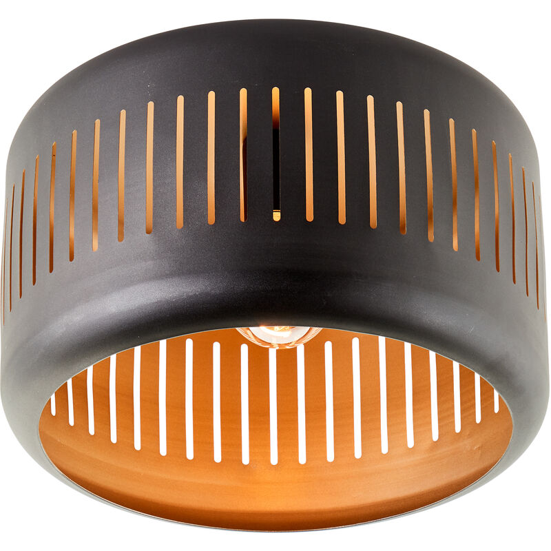 Brilliant Lampe Tyas Deckenleuchte 38cm schwarz/gold Metall/Bambus schwarz  1x A60, E27, 60 W