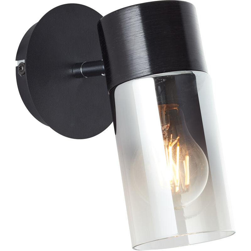 Brilliant Lampe Alia Strahler 1-flammig schwarz/rauchglas schwarz 1x A60,  E27, 40 W | Wandstrahler