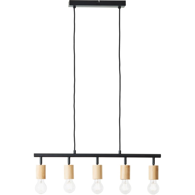 Brilliant Lampe matt/natur schwarz 5x Tiffany braun 28 5flg A60, Metall/Kunststoff W Balkenpendel E27