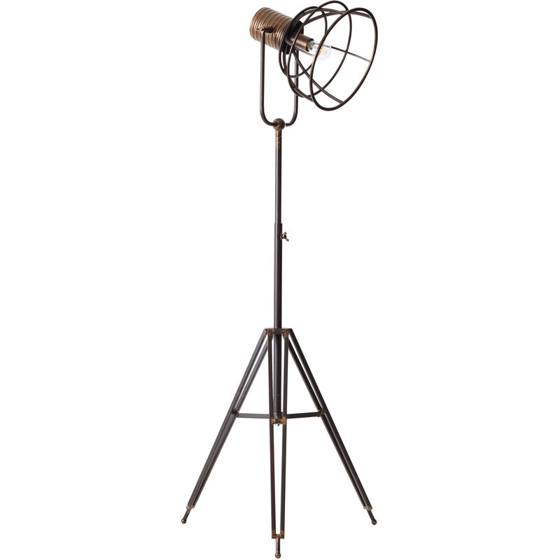 Brilliant Lampe Reece Standleuchte dreibeinig A60, W 40 stahl Metall/Holz schwarz E27, 1x schwarz