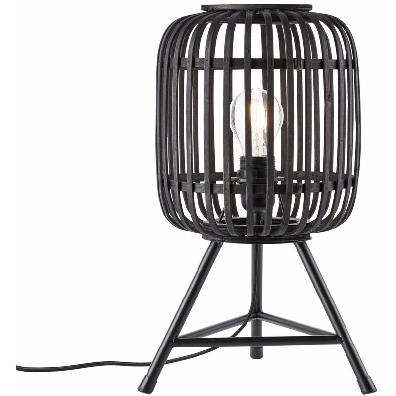 BRILLIANT Lampe, Woodrow Tischleuchte holz dunkel/schwarz, Metall/Bambus, 1x  A60, E27, 60W,Normallampen (nicht enthalten)