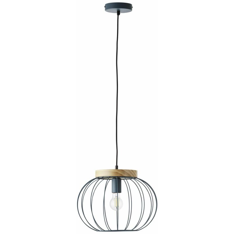 BRILLIANT Lampe, Sorana Pendelleuchte 1flg E27, 1x enthalten) (nicht A60, Metall/Holz, 40W,Normallampen türkis