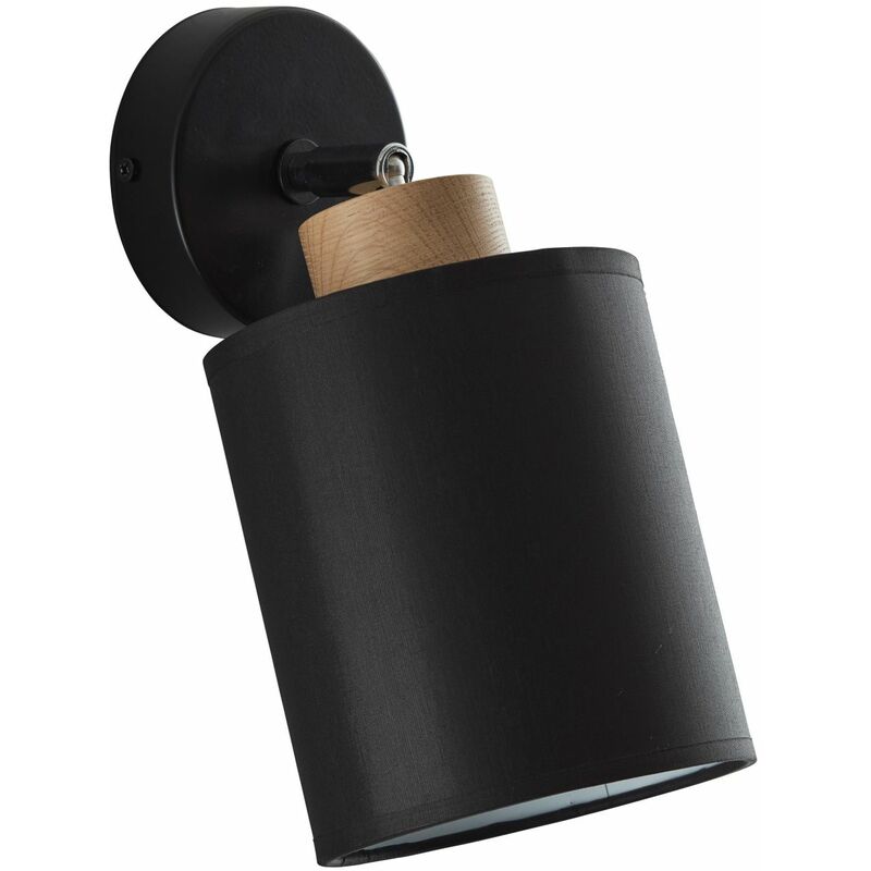 enthalten) BRILLIANT Lampe, schwarz/holzfarbend, 25W,Normallampen Wandspot 1x E27, A60, Metall/Holz/Textil, (nicht Vonnie