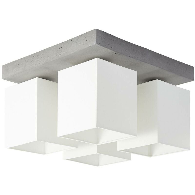 BRILLIANT Lampe Monty Deckenleuchte 4flg beton/weiß 4x A60, E27, 40W,  geeignet für Normallampen (nicht enthalten)