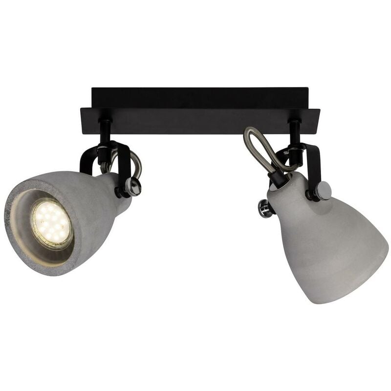 BRILLIANT Lampe Thanos geeignet schwarz 2x schwenkbar Spotbalken (nicht PAR51, 2flg Reflektorlampen GU10, enthalten) Köpfe matt/zement grau für 20W