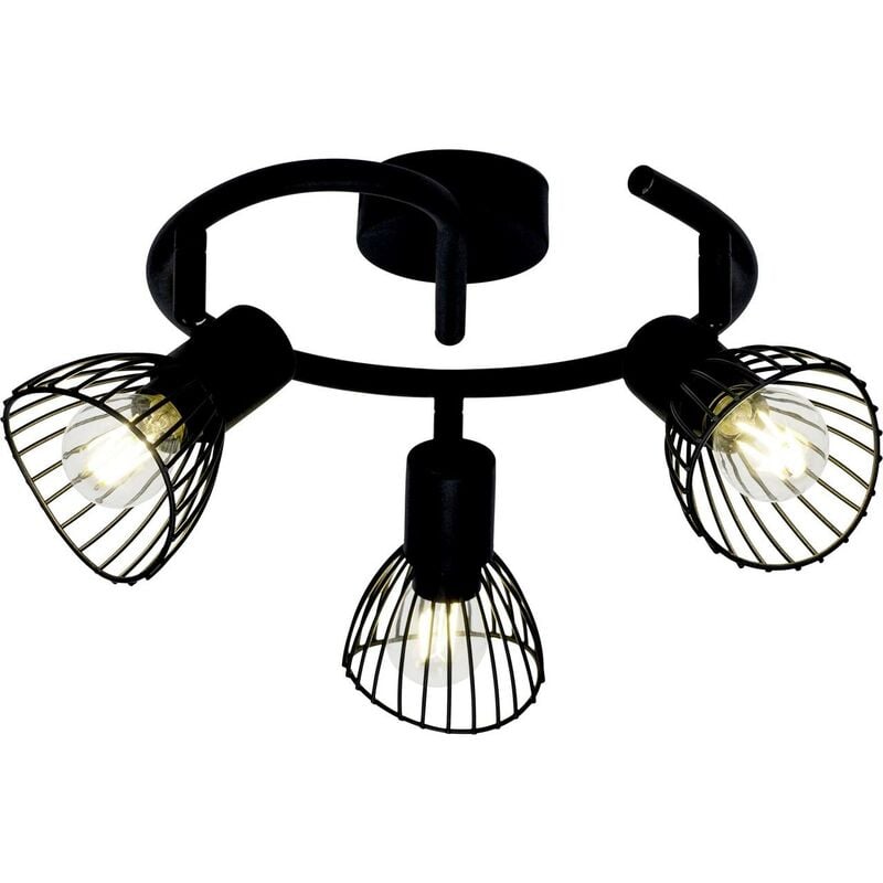 Elhi D45, Spotspirale (nicht enthalten) für Köpfe Lampe schwenkbar Tropfenlampen E14, geeignet 40W, BRILLIANT schwarz 3x 3flg