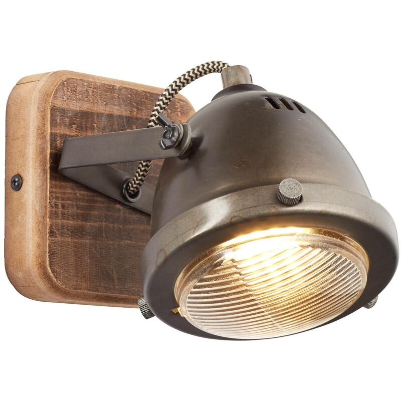 1x Wandspot 5W, Carmen Reflektorlampen PAR51, enthalten) Wood Kopf GU10, für Lampe geeignet steel/holz burned schwenkbar (nicht BRILLIANT