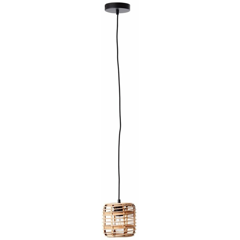 BRILLIANT Lampe, Crosstown Pendelleuchte 16cm holz hell/schwarz, Bambus/ Metall, 1x A60, E27, 40W,Normallampen (nicht enthalten)