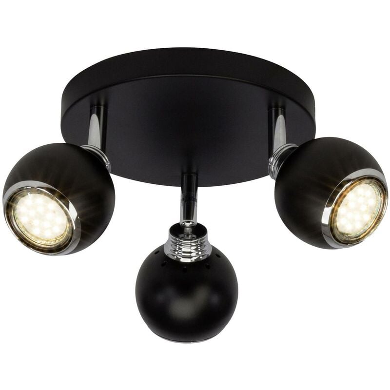 BRILLIANT Lampe Ina LED Spotrondell 3flg schwarz/chrom 3x LED-PAR51, GU10, 3W  LED-Reflektorlampen inklusive, (250lm, 3000K) Köpfe schwenkbar