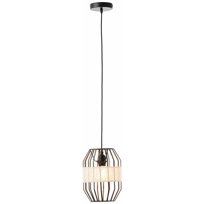 BRILLIANT Lampe, Slope Pendelleuchte 23cm schwarz/natur, 1x A60, E27, 40W, Kabel  kürzbar / in der Höhe einstellbar