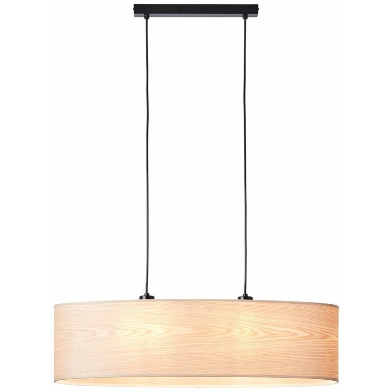 BRILLIANT Lampe, Romm Pendelleuchte 2flg oval holz hell/schwarz, 2x A60, E27,  52W, Kabel kürzbar / in der Höhe einstellbar