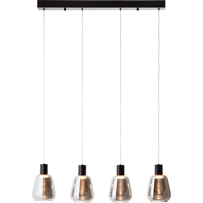 Brilliant Carlson LED Pendelleuchte 4flg schwarz/rauchglas, Glas/Metall/ Kunststoff, 4x LED integriert, 22 W , (Lichtstrom: 2000lm, Lichtfarbe:  3000K)
