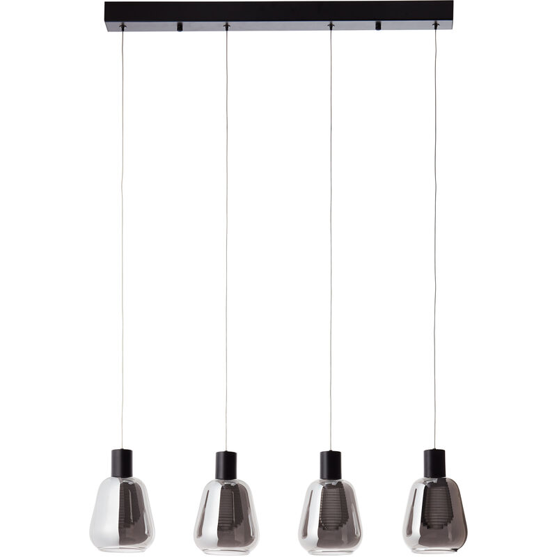 schwarz/rauchglas, Brilliant Carlson 2000lm, integriert, LED , 4flg 4x W Pendelleuchte (Lichtstrom: 22 Lichtfarbe: LED 3000K) Kunststoff, Glas/Metall/