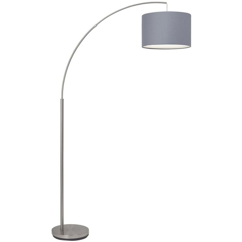 BRILLIANT Lampe Clarie Bogenstandleuchte 1,8m eisen/grau 1x A60, E27, 60W,  geeignet für Normallampen (nicht enthalten) Mit Fußschalter