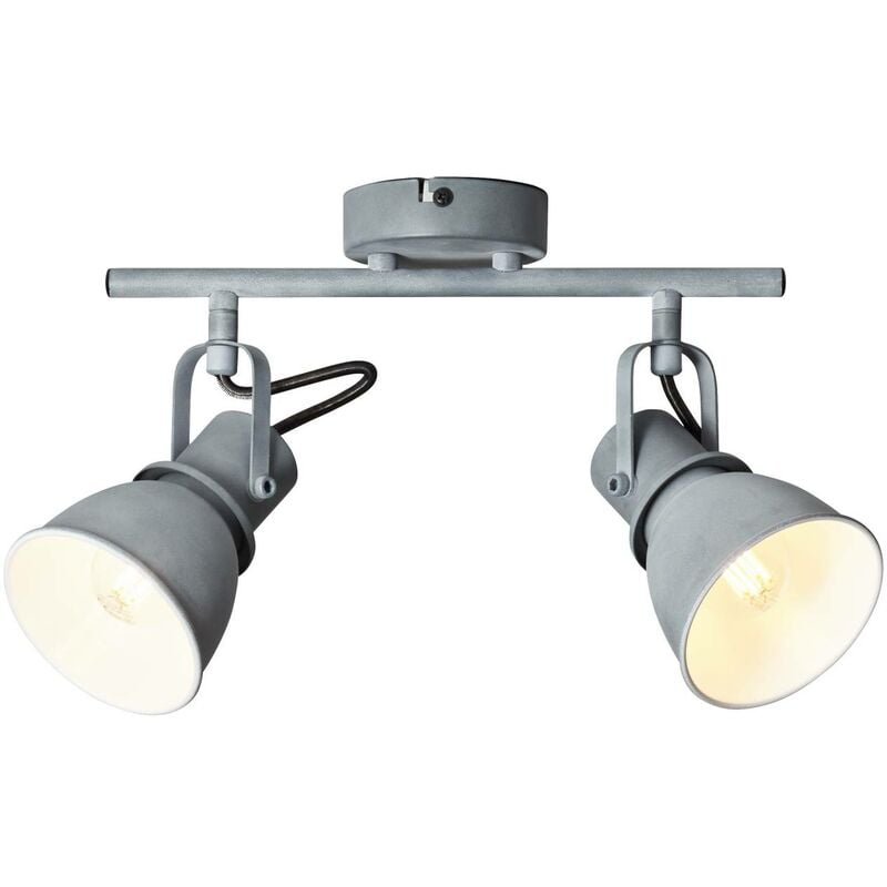 Lampe enthalten) D45, 2x 25W, 2flg Köpfe Spotrohr geeignet Bogart (nicht Tropfenlampen grau für E14, Beton schwenkbar BRILLIANT