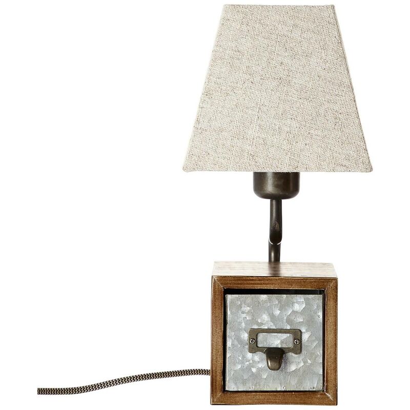 BRILLIANT Lampe Casket Tischleuchte zink 1x A60, geeignet 25W, Schnurzwischenschalter antik/beige (nicht für Normallampen E27, Mit enthalten)