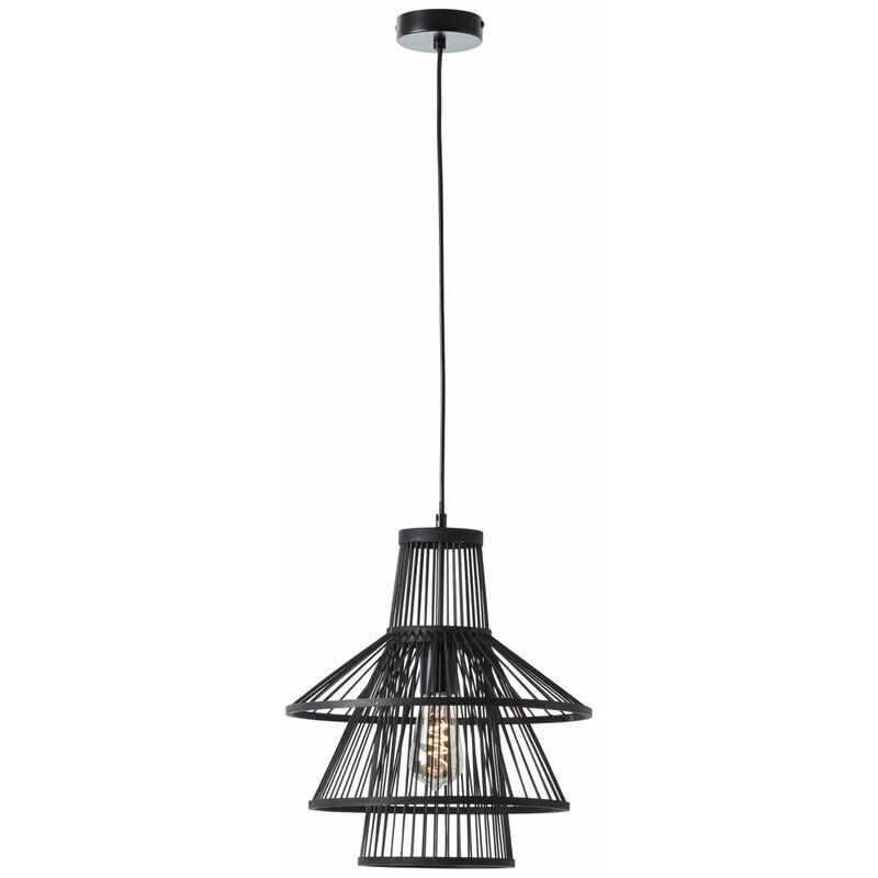 BRILLIANT Lampe, Hartland Pendelleuchte 35cm schwarz, der Kabel Höhe 25W, einstellbar E27, 1x / kürzbar A60, in