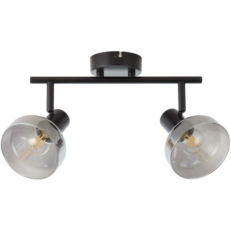 BRILLIANT Lampe Reflekt enthalten) 2flg geeignet Tropfenlampen schwenkbar (nicht E14, schwarzmatt/rauchglas D45, Köpfe 18W, Spotrohr 2x für
