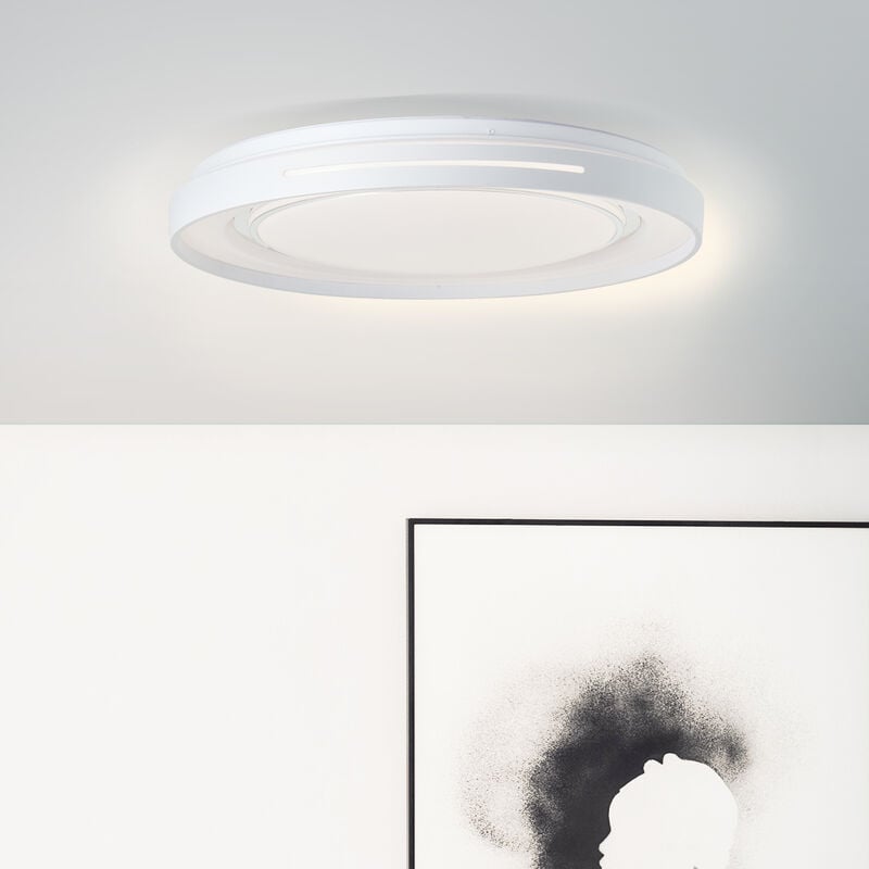 LED weiß/chrom, Brilliant Deckenleuchte Wand- Lichtfarbe: 30 Metall/ 3000-6500K) und Barty 2900lm, W LED 48cm (Lichtstrom: Kunststoff, integriert, 1x