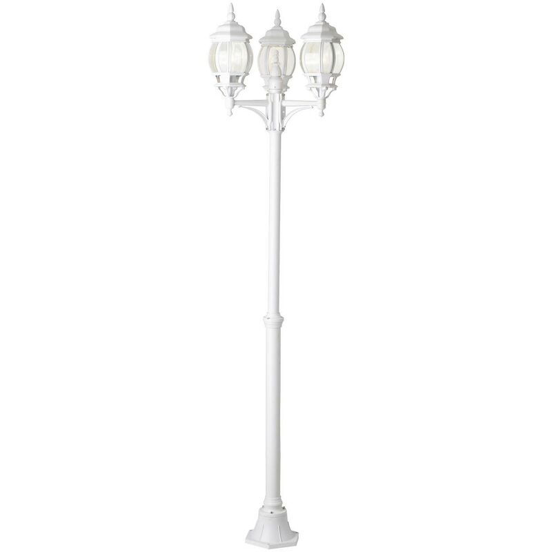 BRILLIANT Lampe Istria Außenstandleuchte 60W, weiß - für E27, enthalten) regengeschützt (nicht 3x Normallampen 3flg IP-Schutzart: 23 geeignet A60