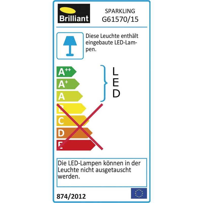 Wandschalter Sparkling LED 21W (1680lm, Stufen 3000K) LED in Pendelleuchte dimmbar BRILLIANT chrom Lampe 1x integriert, 3 Über
