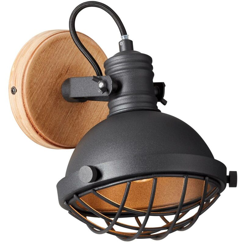 BRILLIANT Lampe Emma Wandspot schwarz korund 1x D45, E14, 25W, geeignet für  Tropfenlampen (nicht enthalten) Kopf schwenkbar
