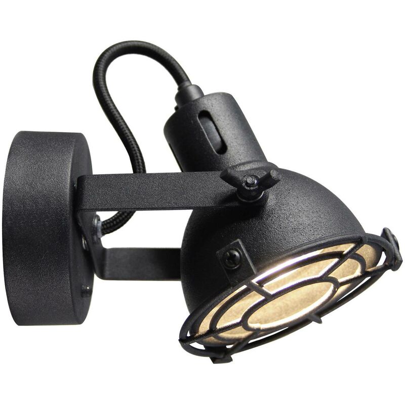 LED-PAR51, LED schwenkbar (380lm, BRILLIANT Kopf Lampe 5W schwarz inklusive, korund GU10, 3000K) 1x LED-Reflektorlampe Jesper Wandspot