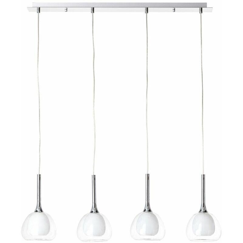 BRILLIANT Lampe Hadan Pendelleuchte 4flg chrom/weiß-transparent 4x D45, E14,  40W, geeignet für Tropfenlampen (nicht enthalten) In der Höhe einstellbar /  Kabel kürzbar