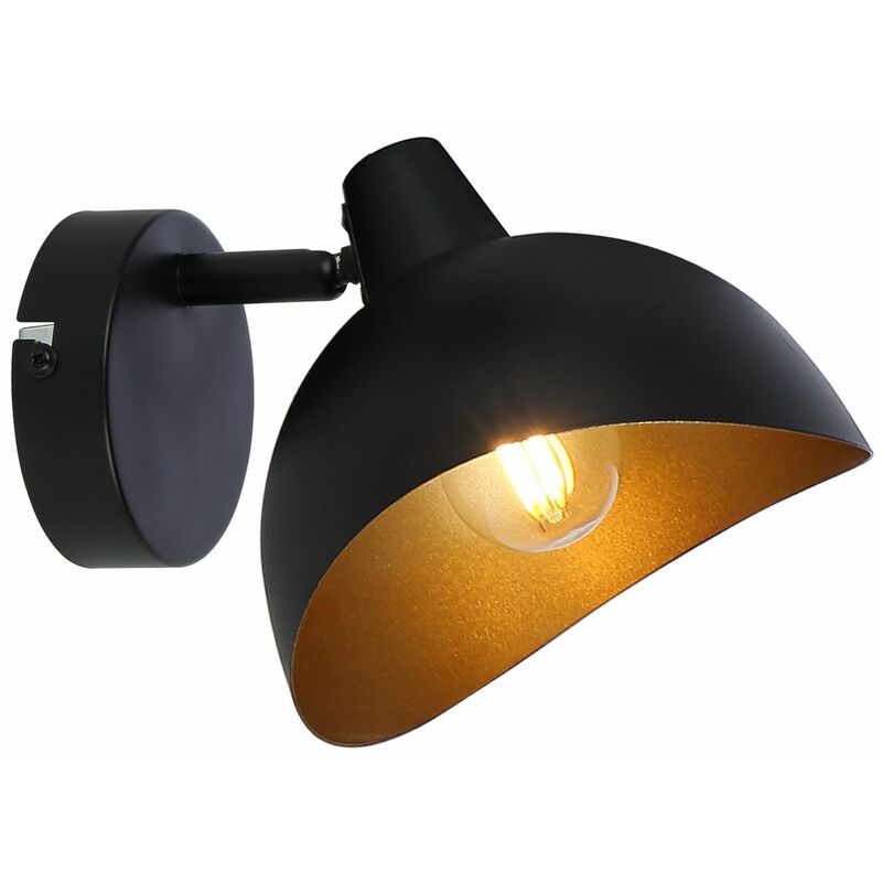 Kopf E14, D45, 1x Wandspot BRILLIANT 25W, geeignet Layton schwarz für schwenkbar Tropfenlampen Lampe matt/gold (nicht enthalten)
