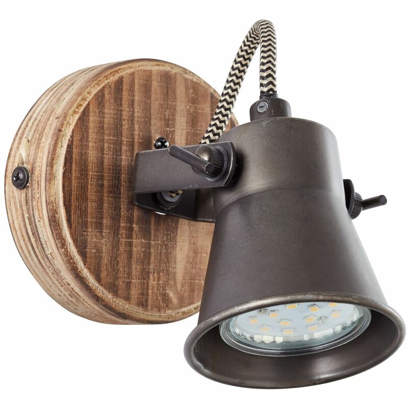 BRILLIANT Lampe Seed Wandspot schwarz stahl/holz 5W, geeignet Köpfe für schwenkbar Reflektorlampen (nicht PAR51, enthalten) 1x hell GU10