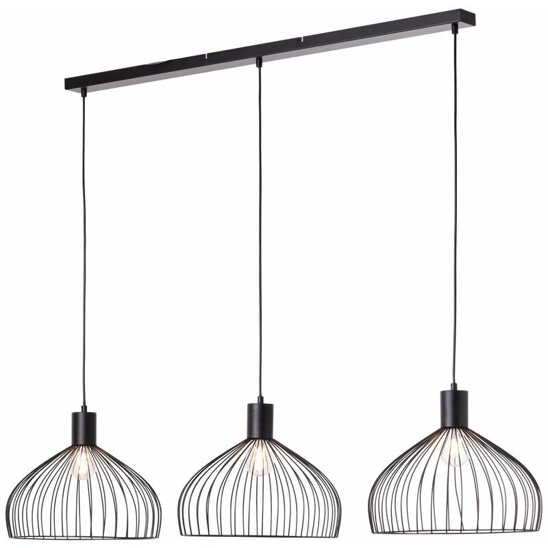 BRILLIANT Lampe, Blacky Pendelleuchte 3flg Höhe schwarz kürzbar einstellbar A60, der / 40W, Kabel matt, E27, in 3x