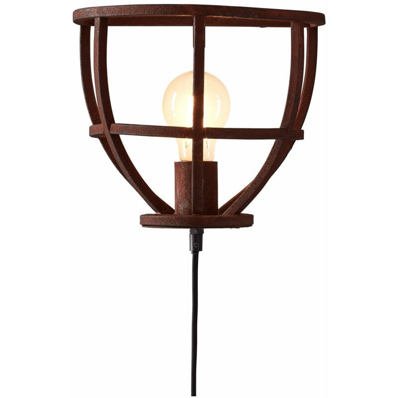 BRILLIANT Lampe Matrix Wandleuchte Zuleitung und Schalter rostfarbend 1x  G95, E27, 60W, geeignet für Normallampen (nicht enthalten) Mit  Schnurzwischenschalter