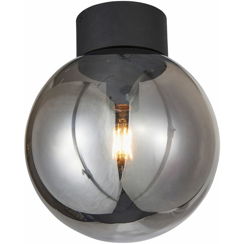 BRILLIANT Lampe Astro Deckenleuchte 25cm schwarz/rauchglas 1x A60, E27,  60W, geeignet für Normallampen (nicht enthalten) Für LED-Leuchtmittel  geeignet | Deckenlampen