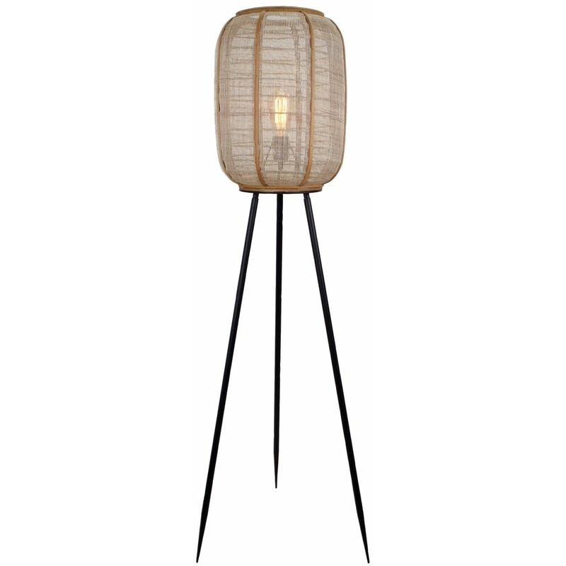 BRILLIANT Lampe, Tanah Standleuchte dreibeinig Fußschalter E27, 1x schwarz/natur, Mit 42W, A60