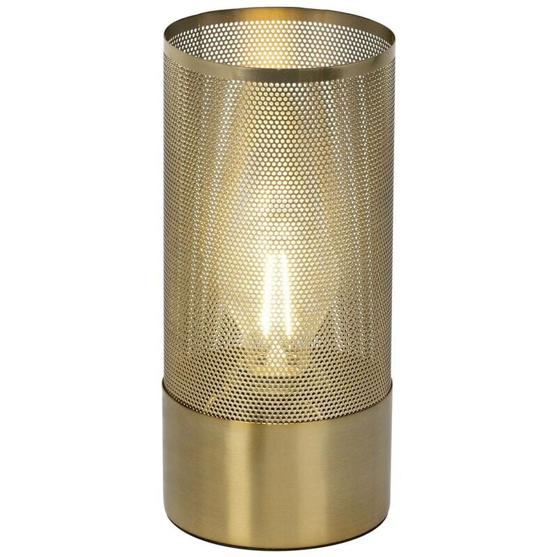 BRILLIANT Lampe g.f. gebürstet LED-Leuchtmittel 1x Normallampen 60W, Tischleuchte Für n. ent. Mit Schnurzwischenschalter Gracian messing A60, geeignet E27