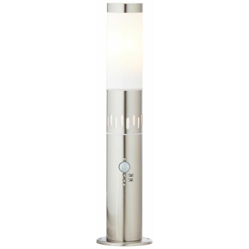 BRILLIANT Lampe, Leigh 1x edelstahl, A60, 44 Außensockelleuchte 11W, IP-Schutzart: E27, 50cm Bewegungsmelder - spritzwassergeschützt