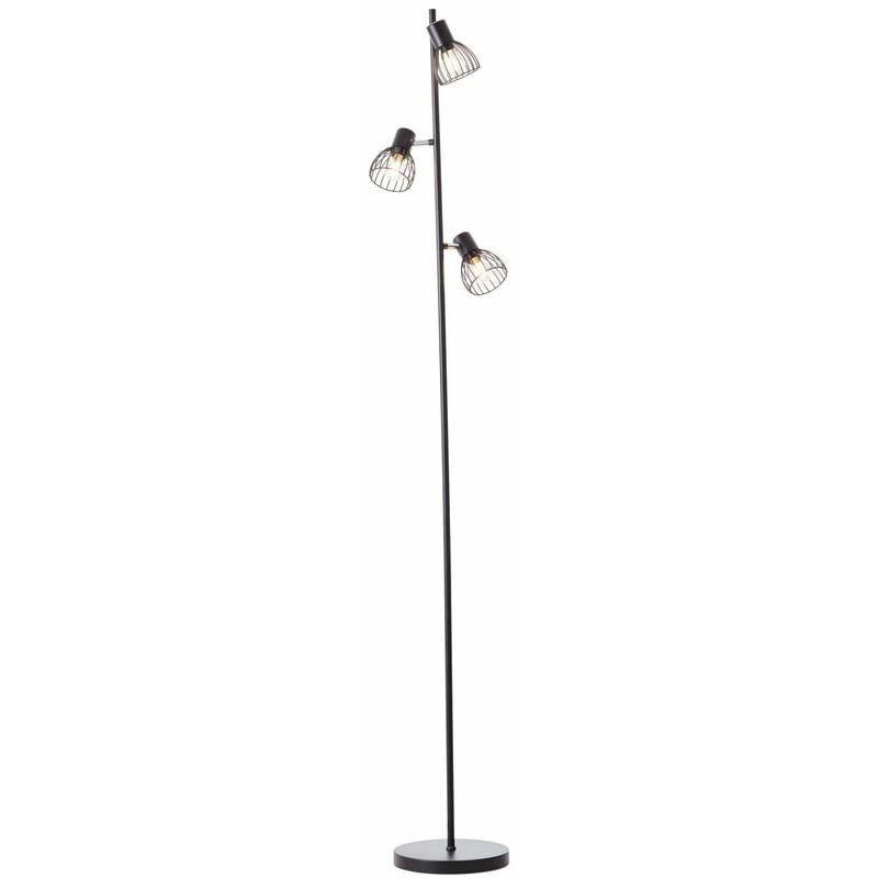 BRILLIANT Lampe, Blacky Standleuchte 3flg schwarz matt, 3x D45, E14, 25W,  Mit Fußschalter