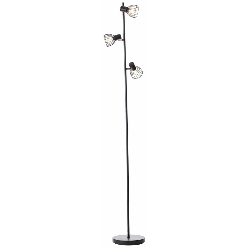 BRILLIANT Lampe, schwarz Standleuchte E14, 3x Fußschalter 25W, Mit Blacky 3flg D45, matt