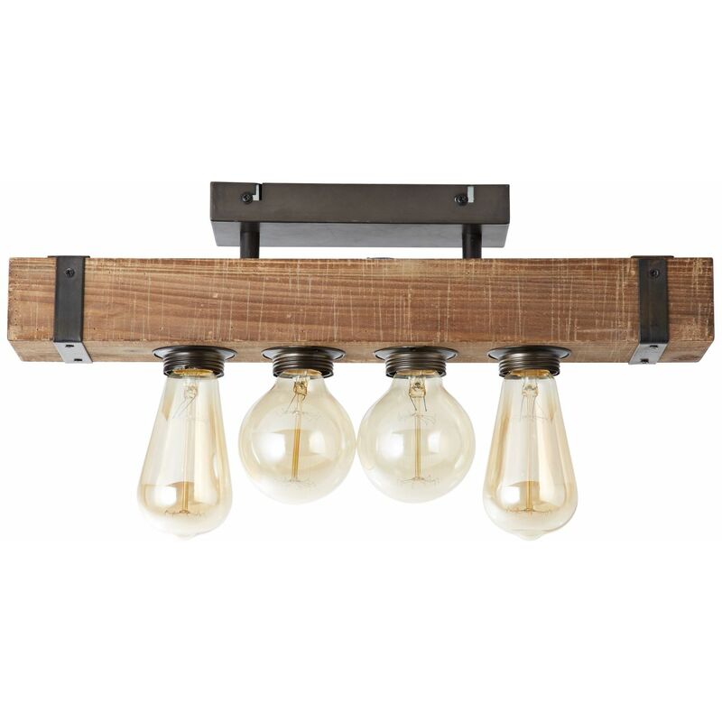 BRILLIANT Lampe 4x Dimmbar bei Deckenleuchte Verwendung LED-Leuchtmittel 30W, Normallampen n. antik/schwarz ent. 4flg Leuchtmittel geeignet geeigneter E27, Woodhill g.f. A60, Für