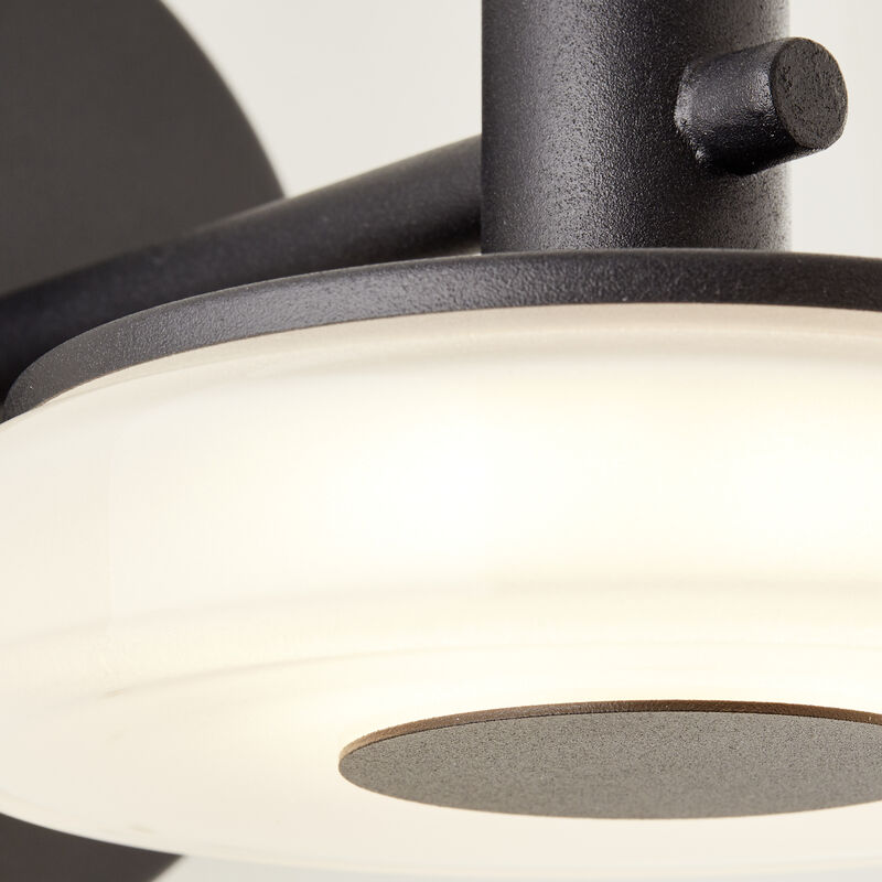 Brilliant Seaham LED , Lichtfarbe: 7 (Lichtstrom: LED 730lm, Außenwandleuchte 1x integriert, schwarz, 3000K) sand W Metall/Glas