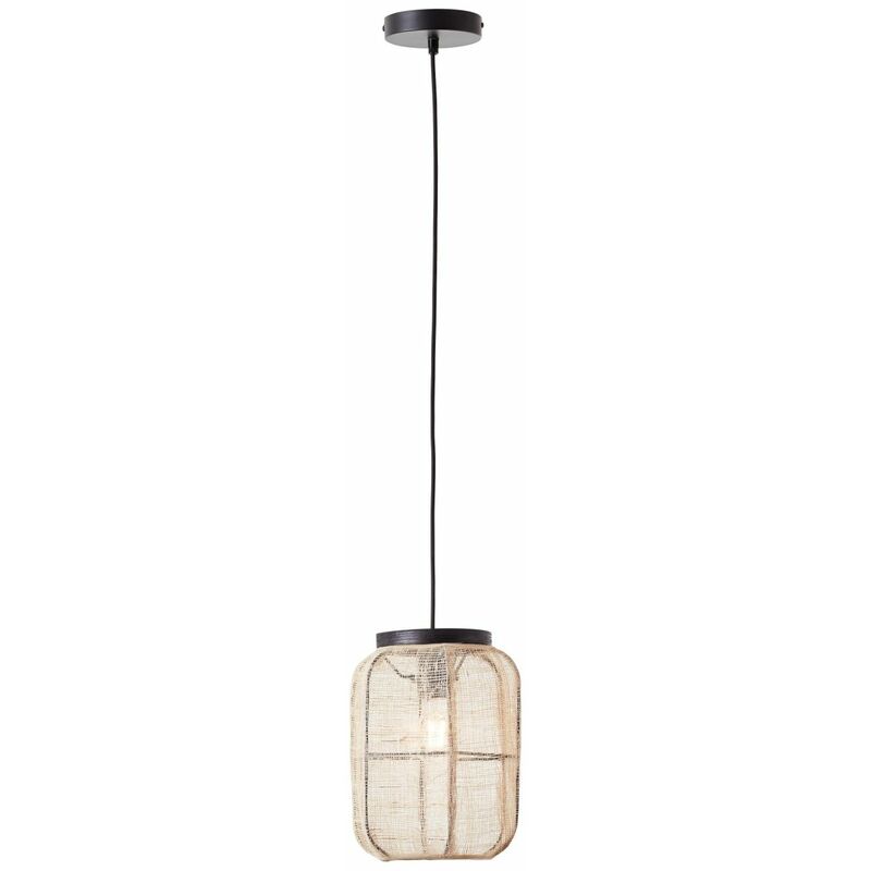 BRILLIANT Lampe, Tannah 1x / Höhe Pendelleuchte A60, einstellbar der in schwarz/natur, E27, kürzbar Kabel 22cm 52W