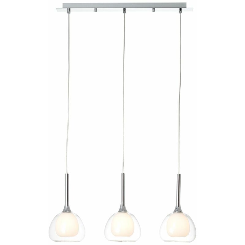 E14, Hadan Höhe BRILLIANT Lampe 3flg für Kabel chrom/weiß-transparent enthalten) kürzbar der (nicht / 40W, D45, Pendelleuchte Tropfenlampen In 3x geeignet einstellbar